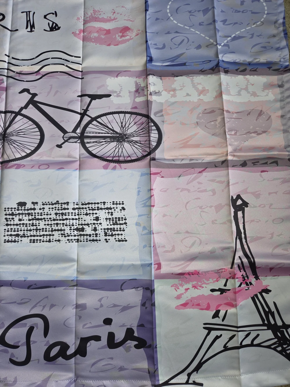 Paris Print Curtain 60x40 - Pastel Pink & Blue